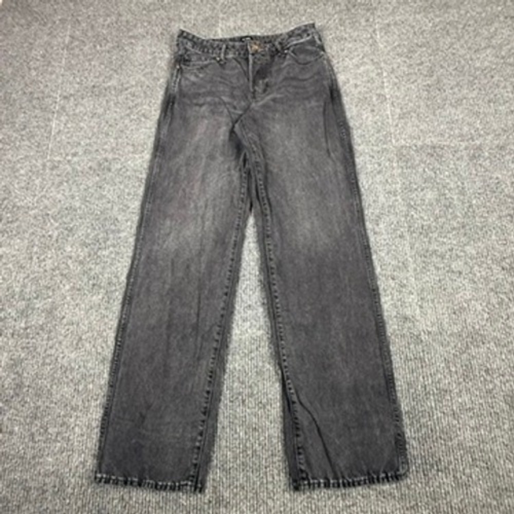 Express‎ Relaxed Straight Low Rise Washed Black Jeans Size 6L Button Fly 5792